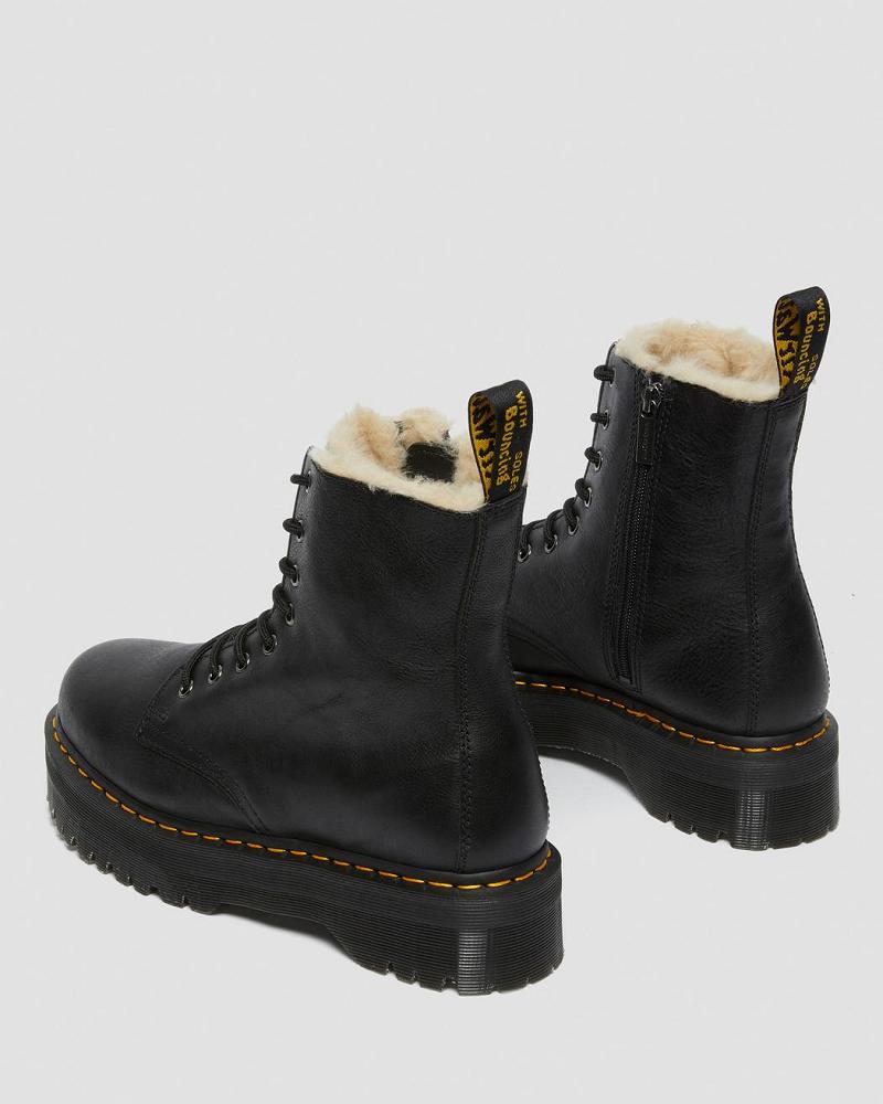 Botas Plataforma Dr Martens Jadon Cuero Faux Fur Forro Plataforma Hombre Negros | MX 257HAP